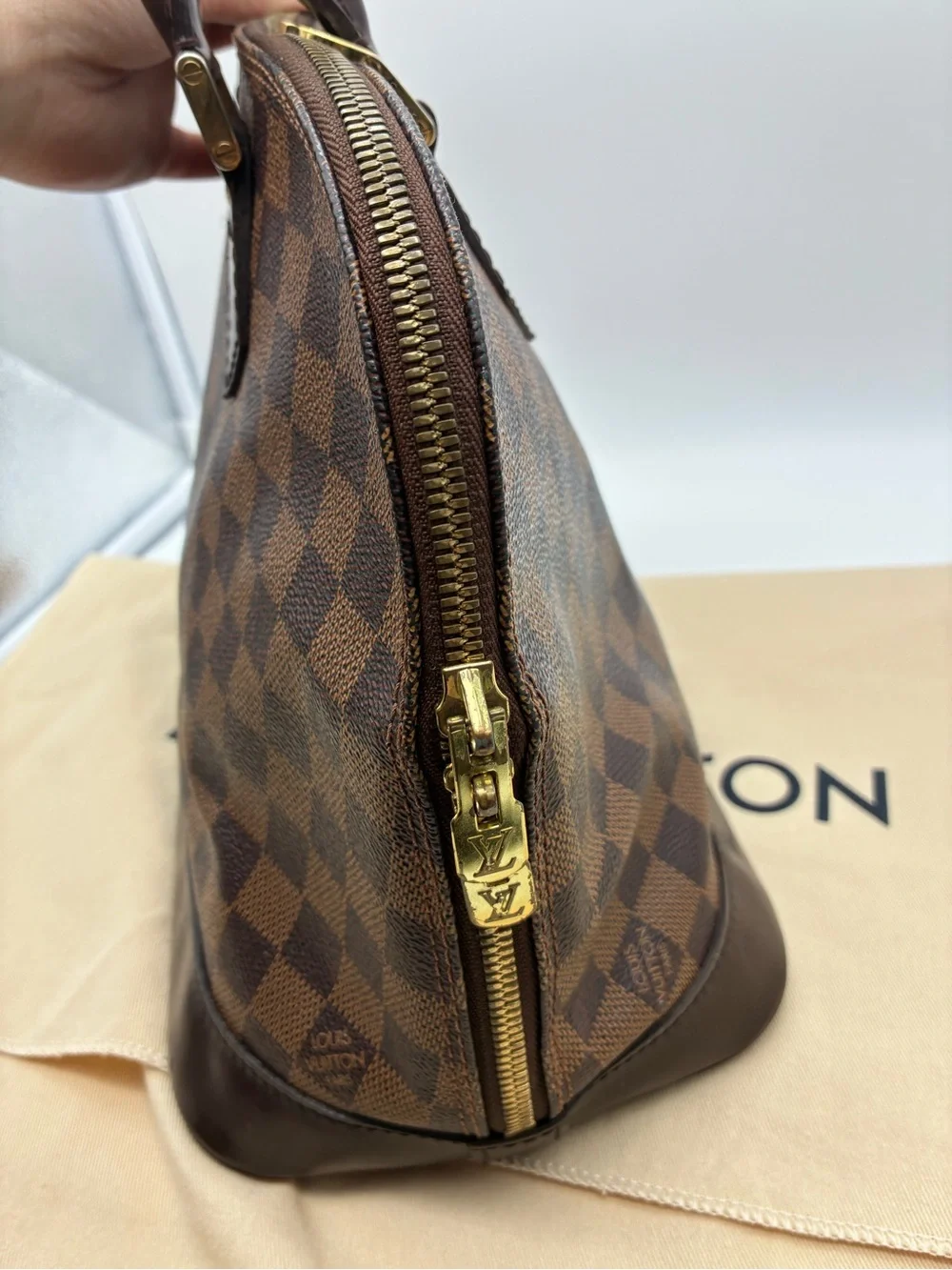 Louis Vuitton Damier Ebene Alma PM Hand bag with LV dustbag